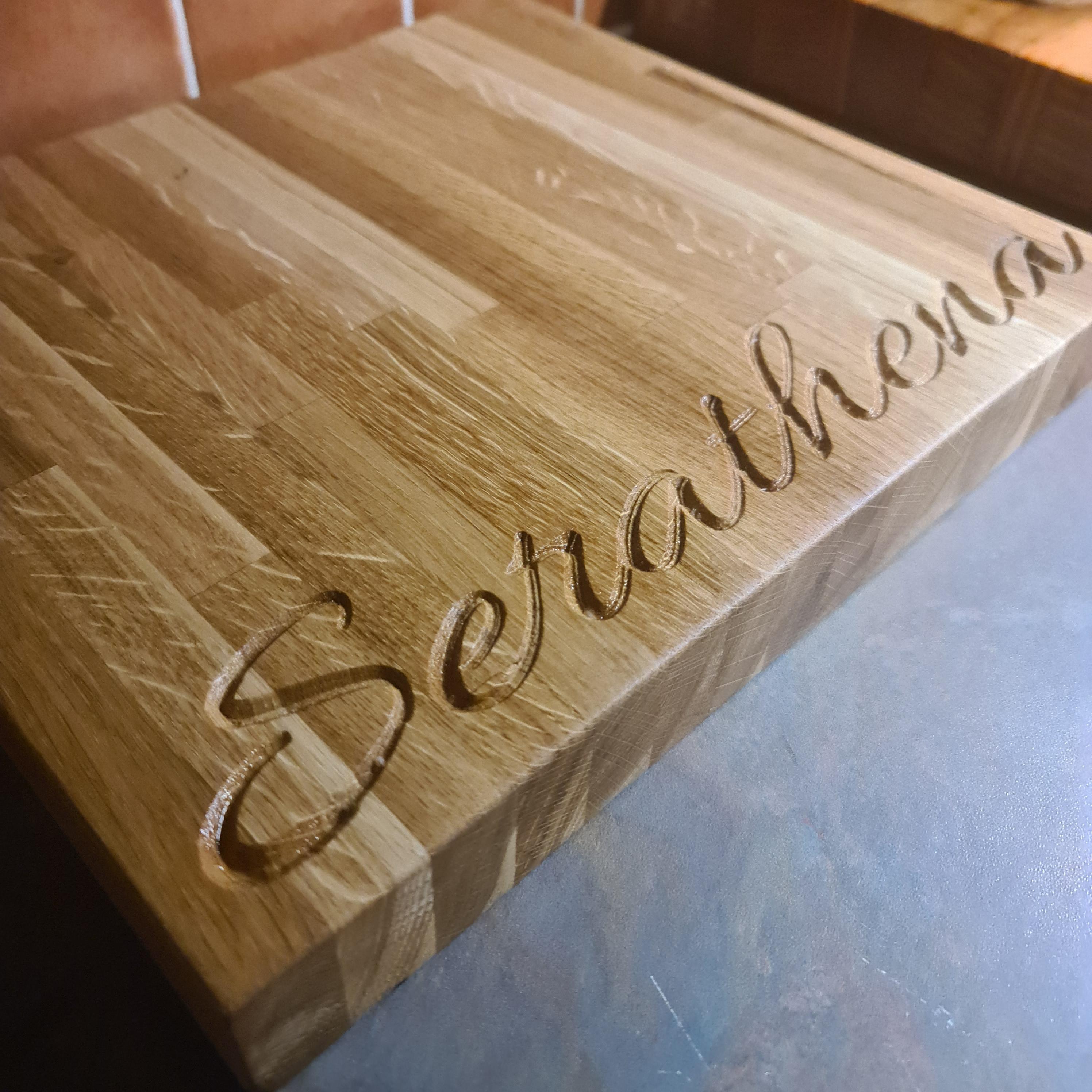 personalised oak butchers block